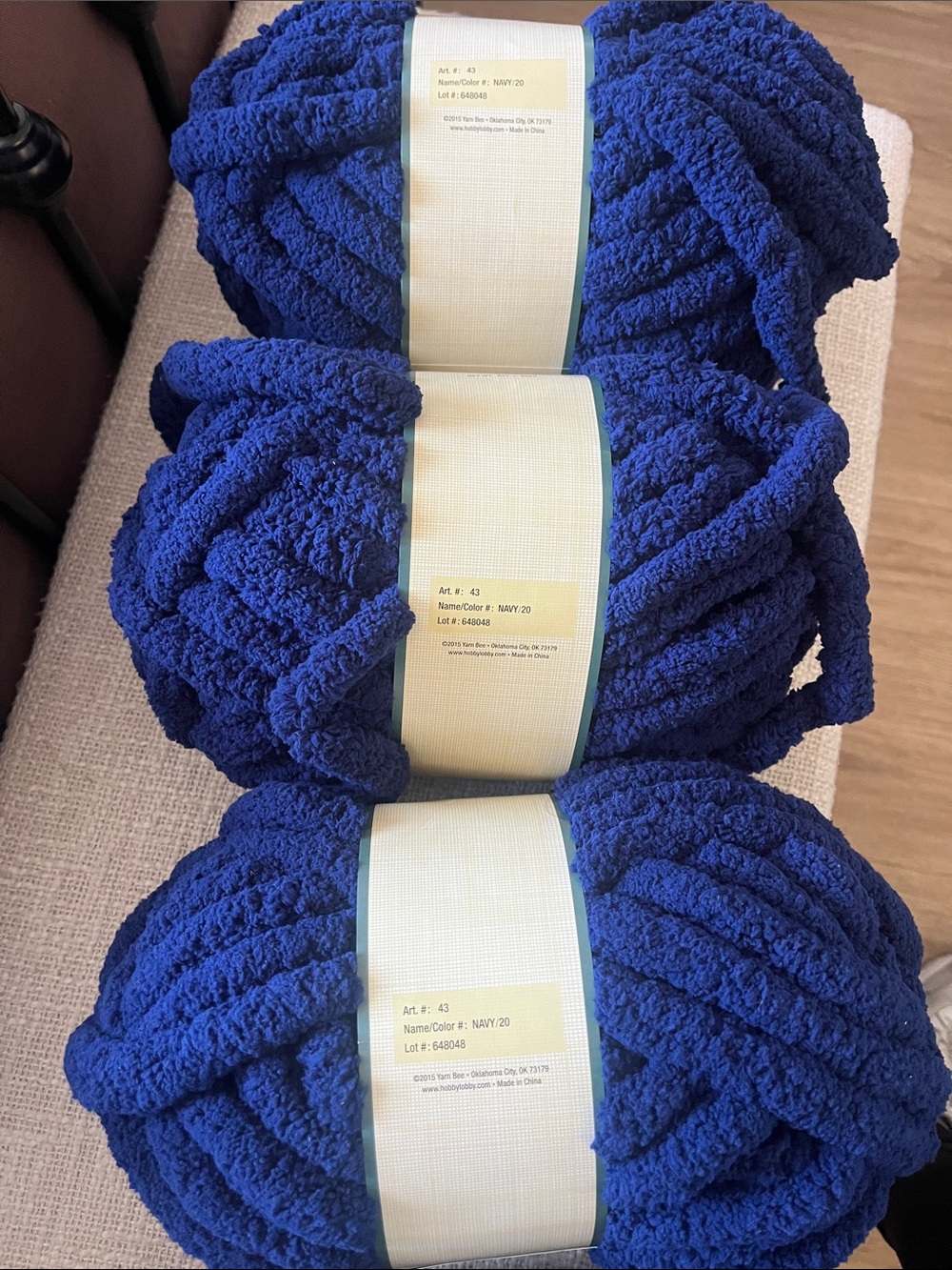 3 Yarn Bee Eternal Bliss Plush Yarn in Navy - Ultra Soft Chenille - Picture 2 of 6